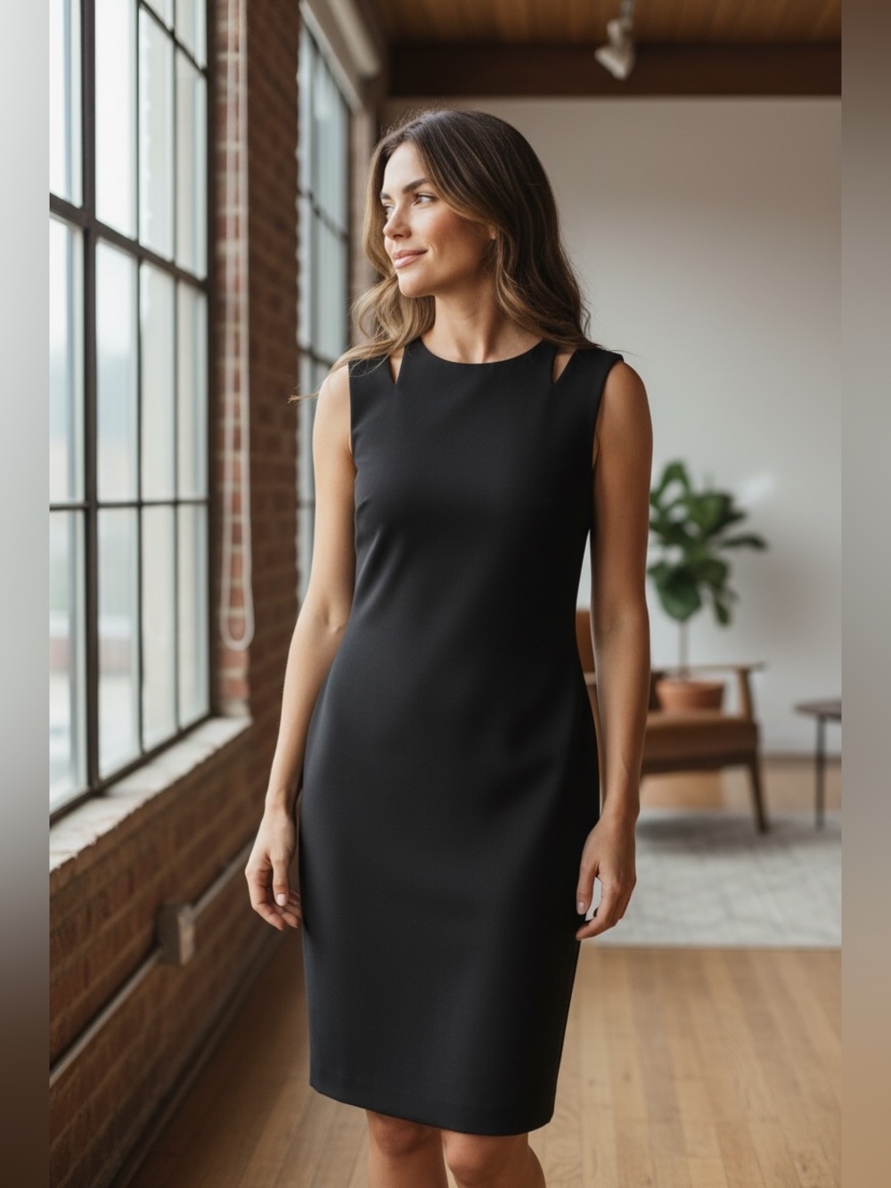 Boss Black Sleeveless Midi Dress Sz L